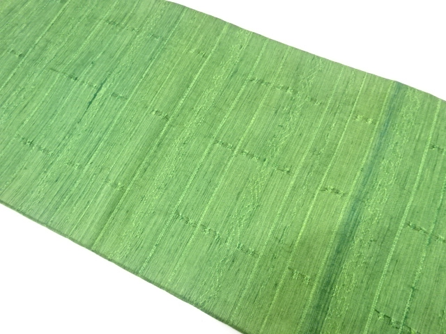 手織り紬　横段に更紗模様織り出し　名古屋帯